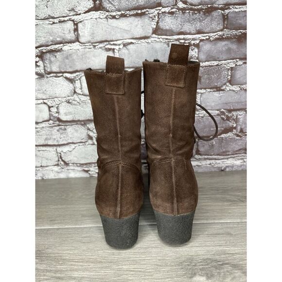 Aquatalia Marvin K Brown Suede Lace Up Block Heel Combat Boots Women 36EU/6M US - Picture 3 of 16